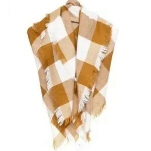 Madewell Buffalo Check Blanket Scarf Antique Gold NWT